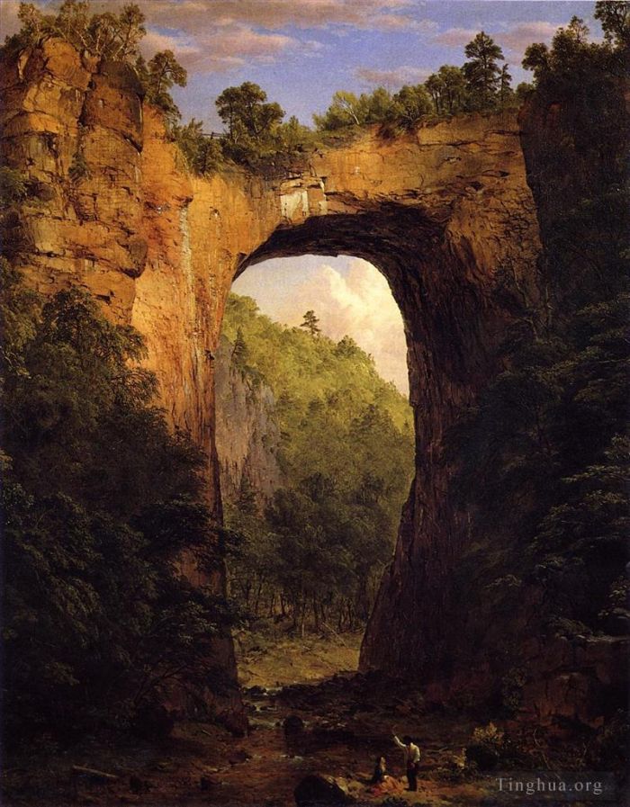 Frederic Edwin Church Ölgemälde - Die natürliche Brücke Virginia