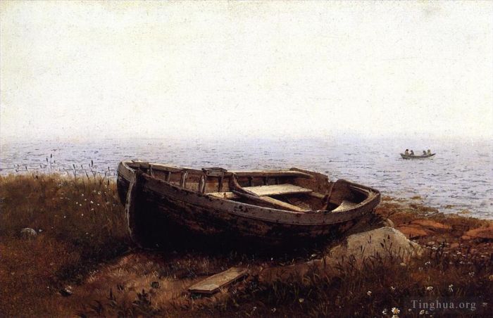 Frederic Edwin Church Ölgemälde - Das alte Boot, auch bekannt als das verlassene Schiff