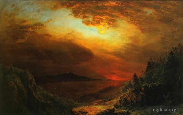 Frederic Edwin Church Ölgemälde - Twilight Mount Desert Island Maine