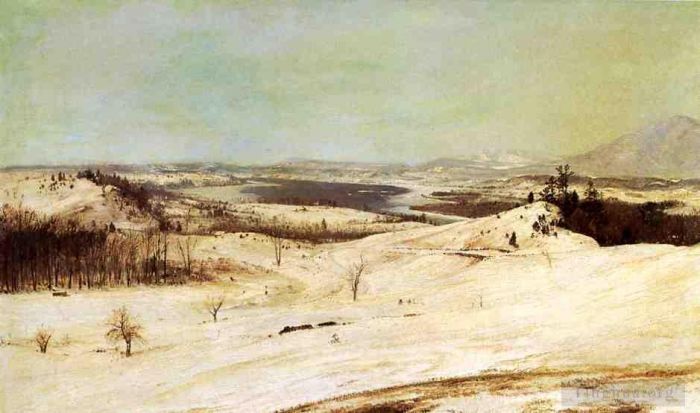 Frederic Edwin Church Ölgemälde - Blick von Olana im Schnee