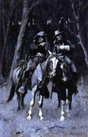 Frederic Remington Werk - Cheyenne Scouts patrouillieren im Big Timber im nordkanadischen Oklahoma