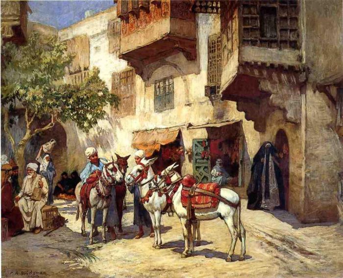 Frederick Arthur Bridgman Ölgemälde - Marktplatz in Nordafrika