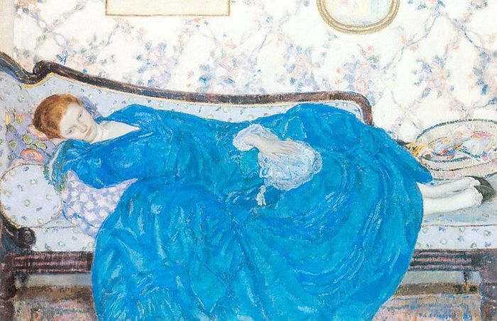 Frederick Carl Frieseke Ölgemälde - Das blaue Kleid