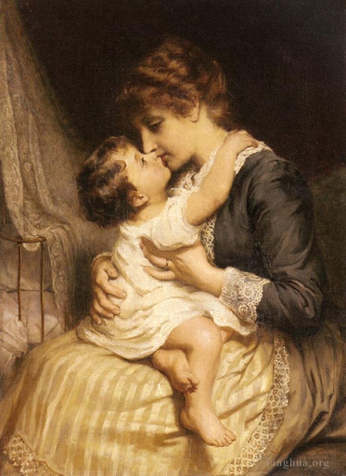 Frederick Morgan Ölgemälde - Mütterliche Liebe