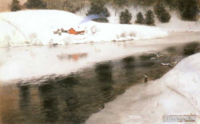 Frits Thaulow Ölgemälde - Winter am Simoa River
