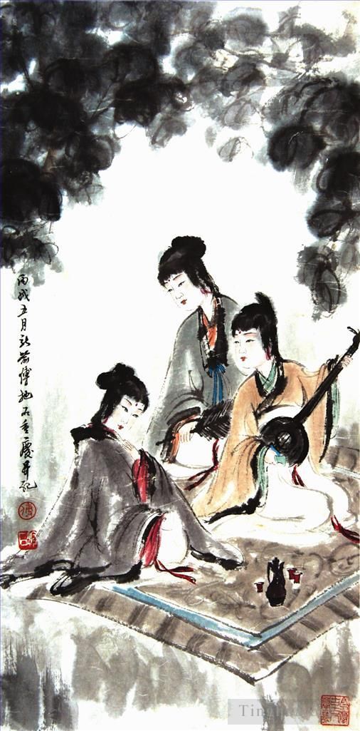 Fu Baoshi Chinesische Kunst - 5 chinesische Damen
