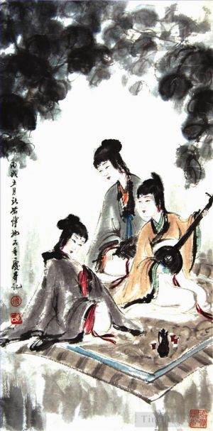 Fu Baoshi Werk - 5 chinesische Damen