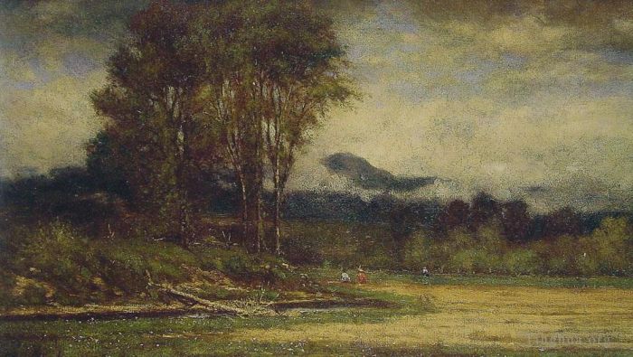 George Inness Ölgemälde - Landschaft mit Teich