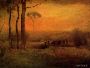George Inness Werk - Pastorale Landschaft bei Sonnenuntergang