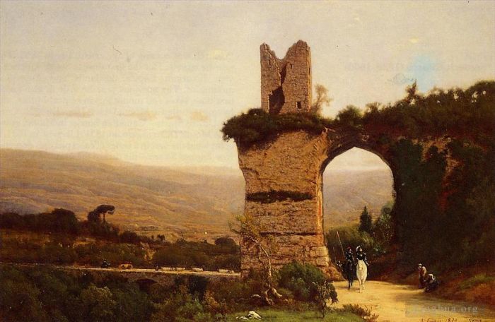 George Inness Ölgemälde - Der Beginn der Galleria, auch bekannt als Rom, der Via Appia