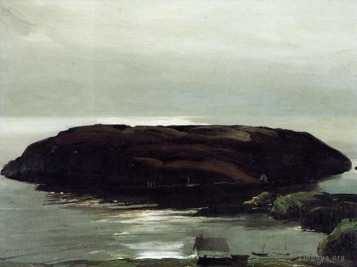 George Wesley Bellows Ölgemälde - Eine Insel im Meer, realistische Landschaft, George Wesley Bellows