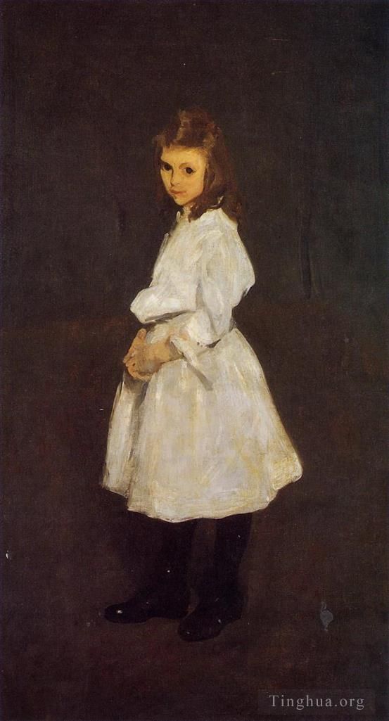George Wesley Bellows Ölgemälde - Kleines Mädchen in Weiß, auch bekannt als Queenie Barnett