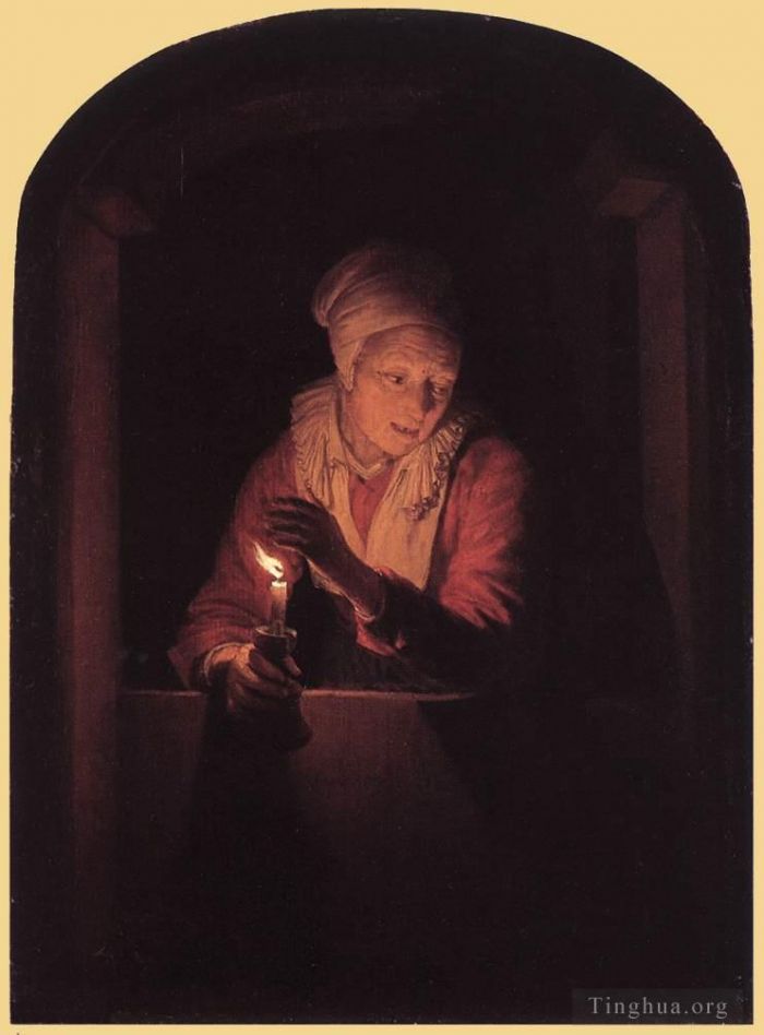 Gerrit Dou Ölgemälde - Alte Frau mit Kerze
