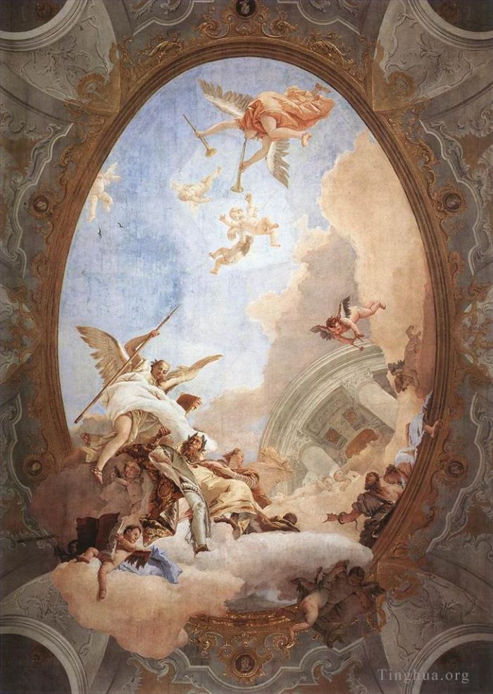 Giovanni Battista Tiepolo Andere Malerei - Allegorie der Verdienste, begleitet von Adel und Tugend
