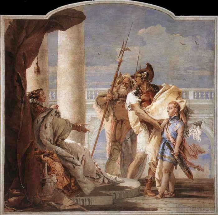 Giovanni Battista Tiepolo Andere Malerei - Villa Valmarana Aeneas stellt Dido den als Ascanius verkleideten Amor vor