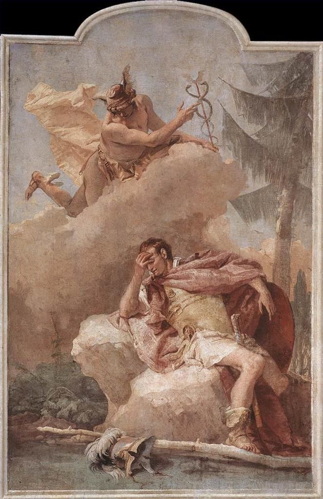 Giovanni Battista Tiepolo Andere Malerei - Villa Valmarana Merkur erscheint Aeneas