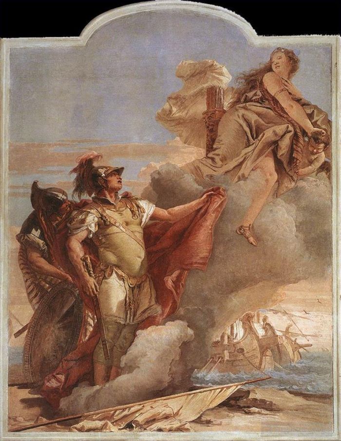 Giovanni Battista Tiepolo Andere Malerei - Villa Valmarana Venus erscheint Aeneas an der Küste von Karthago