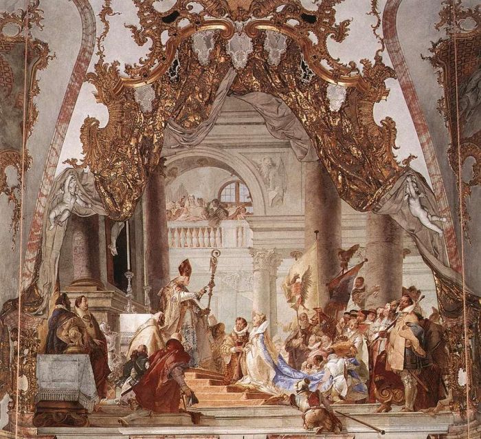Giovanni Battista Tiepolo Andere Malerei - Würzburg Die Hochzeit Kaiser Friedrich Barbarossas mit Beatrix von Burgund