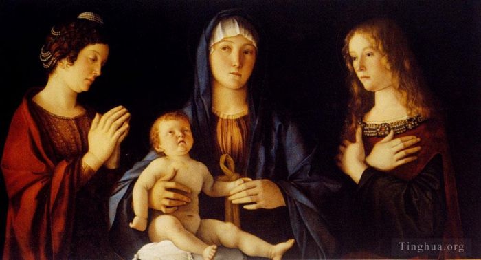 Giovanni Bellini Ölgemälde - Jungfrau und Kind zwischen der heiligen Katharina und der heiligen Maria
