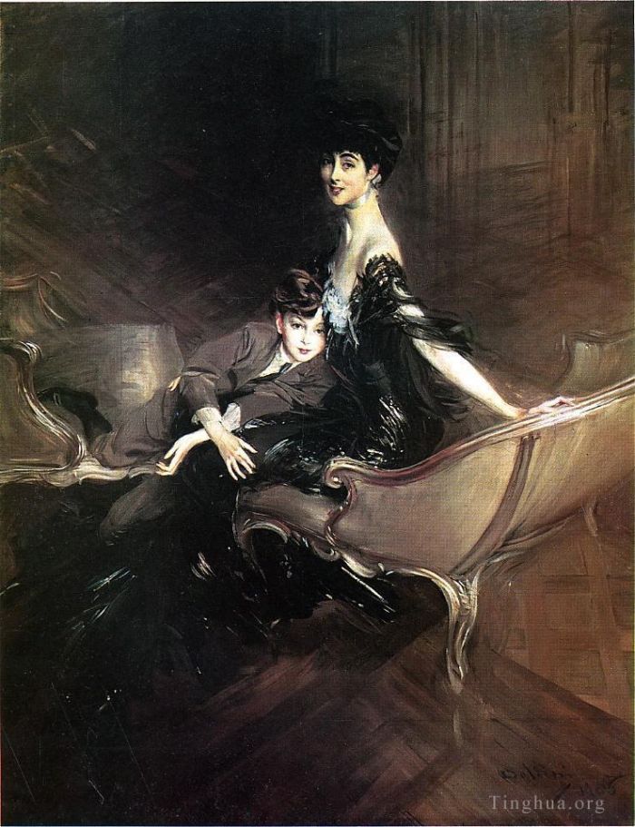 Giovanni Boldini Ölgemälde - Consuelo Herzogin von Marlborough mit ihrem Sohn Ivor Spencer Churchill