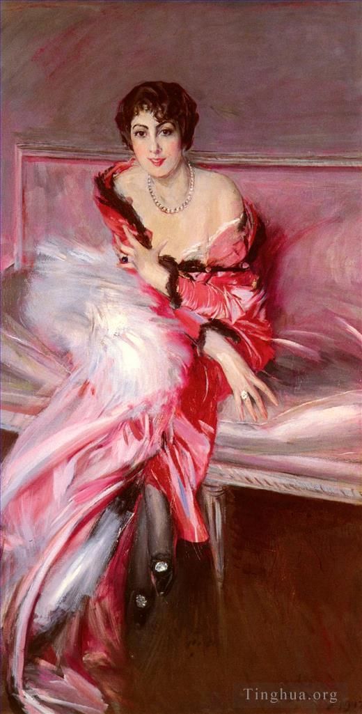 Giovanni Boldini Ölgemälde - Porträt von Madame Juillard in Rot