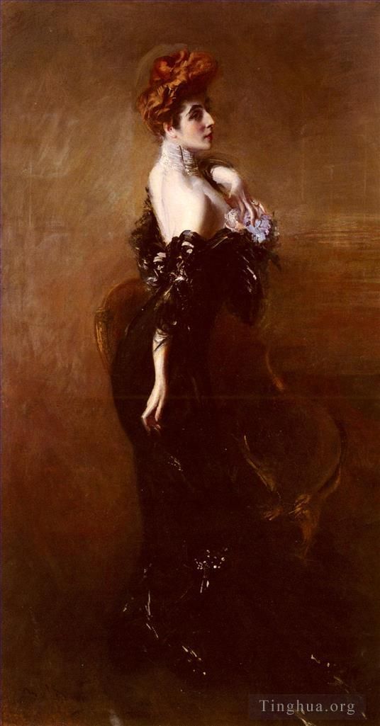 Giovanni Boldini Ölgemälde - Porträt von Madame Pages im Abendkleid