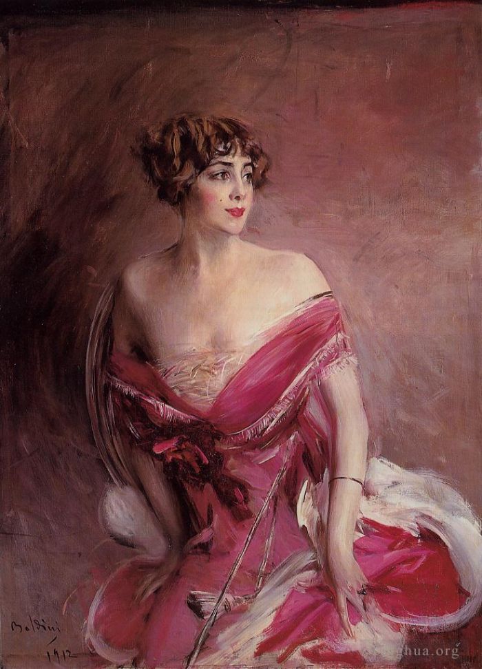 Giovanni Boldini Ölgemälde - Porträt von Mlle de GillespieLa Dame de Biarritz