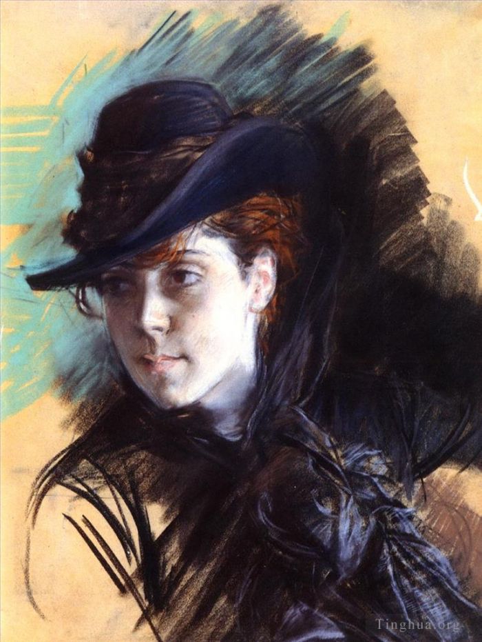 Giovanni Boldini Andere Malerei - Mädchen mit schwarzem Hut