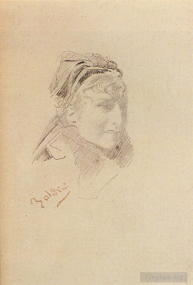 Giovanni Boldini Andere Malerei - Porträt von Sarah Bernhardt