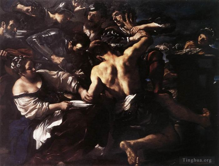 Guercino Ölgemälde - Simson wird von den Philistern gefangen genommen