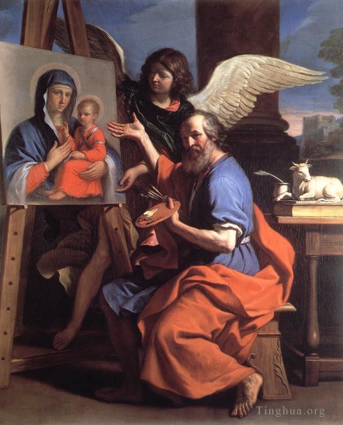 Guercino Ölgemälde - Der heilige Lukas zeigt ein Gemälde der Jungfrau