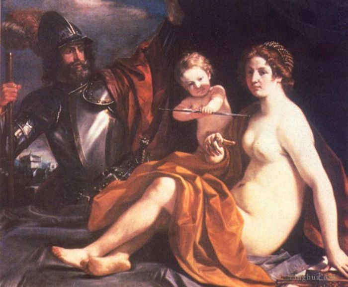 Guercino Ölgemälde - Venus, Mars und Amor