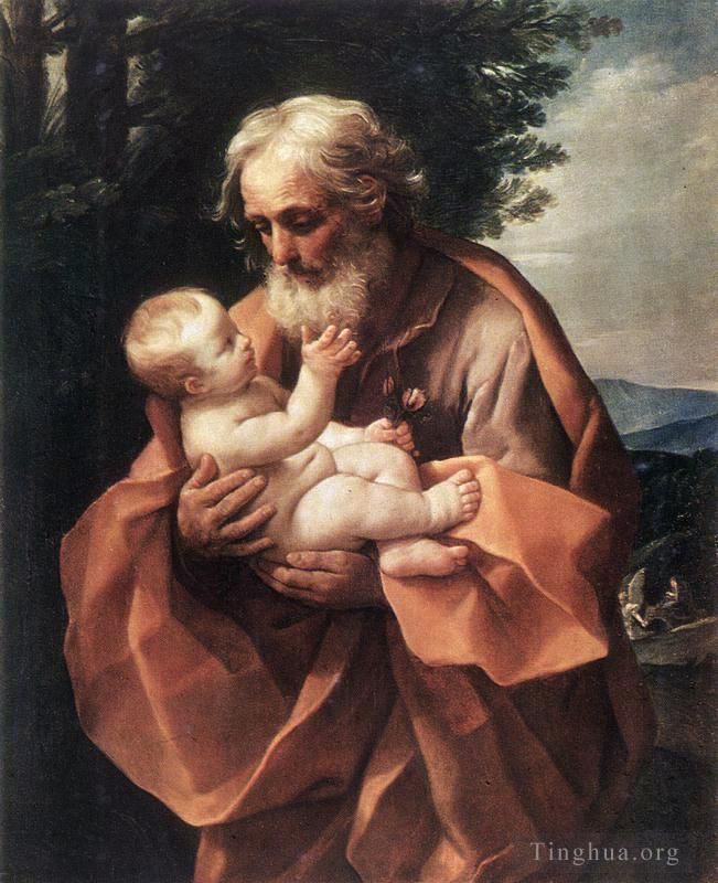 Guido Reni Ölgemälde - Der heilige Josef mit dem Jesuskind