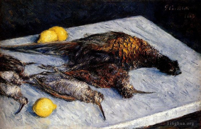 Gustave Caillebotte Ölgemälde - Stillleben mit Wildvögeln und Zitronen