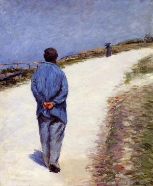 Gustave Caillebotte Werk - Mann im Kittel, auch bekannt als Pater Magloire, auf der Straße zwischen Saint Clair und Etreta
