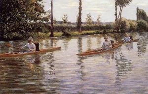 Gustave Caillebotte Werk - Perissoires sur lYerres, auch bekannt als Bootfahren auf der Meereslandschaft von Yerres