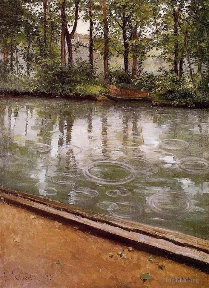 Gustave Caillebotte Ölgemälde - Der Yerres-Regen, auch bekannt als Riverbank in the Rain