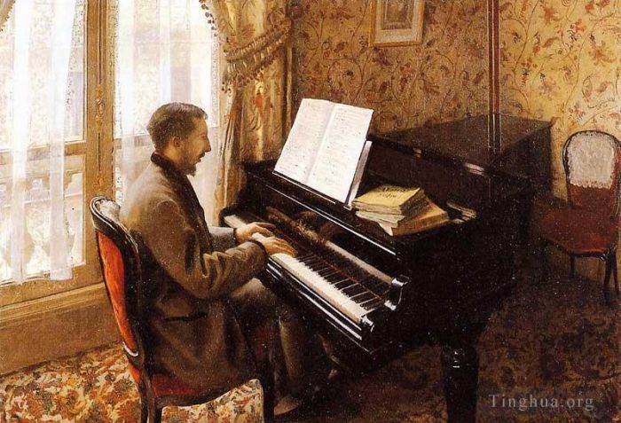Gustave Caillebotte Ölgemälde - Junger Mann, der Klavier spielt