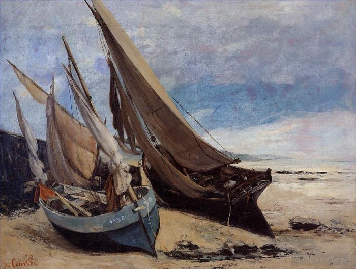 Gustave Courbet Ölgemälde - Fischerboote am Strand von Deauville
