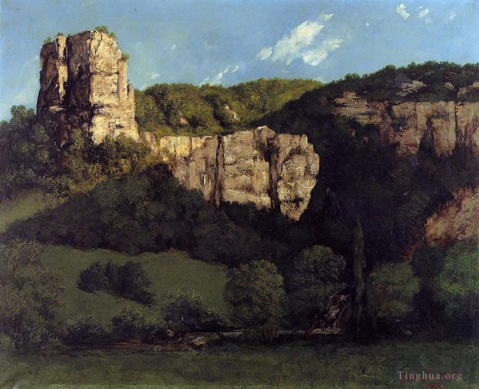 Gustave Courbet Ölgemälde - Landschaft Kahler Felsen im Tal von Ornans