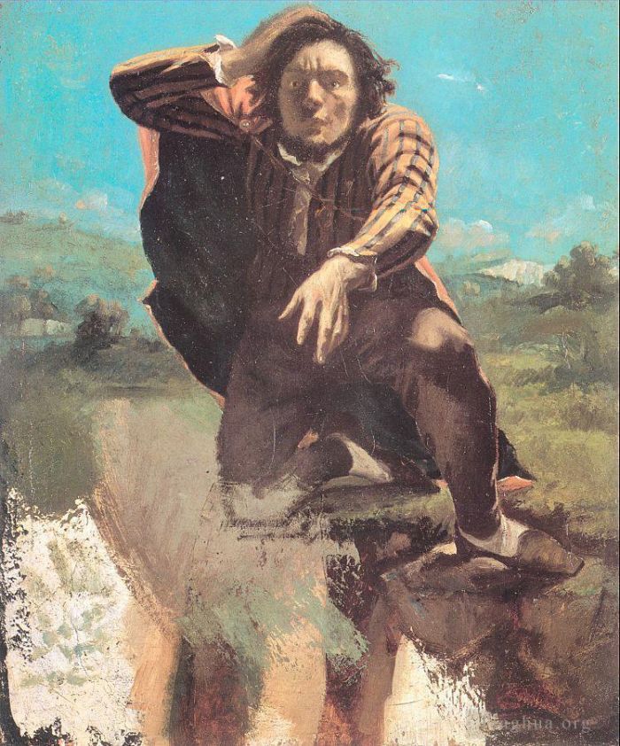 Gustave Courbet Ölgemälde - Der verzweifelte Mann Der aus Angst geschaffene Mann