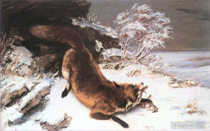 Gustave Courbet Ölgemälde - Der Fuchs im Schnee
