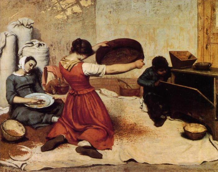 Gustave Courbet Ölgemälde - Die Getreidesieber