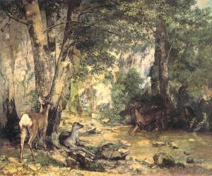 Gustave Courbet Werk - Der Schutz der Rehe am Bach Plaisir Fontaine Doubs