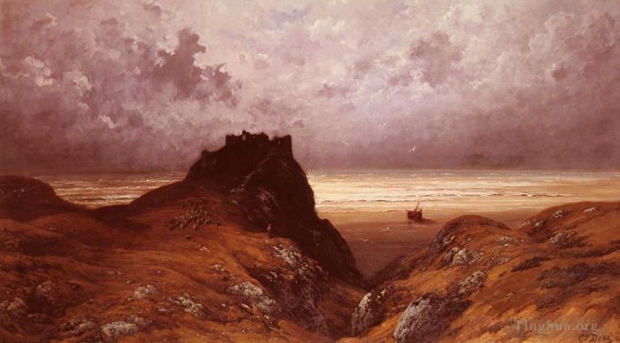 Gustave Dore Ölgemälde - Schloss auf der Isle of Skye-Landschaft