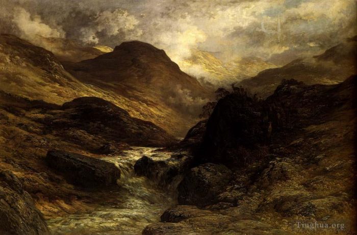 Gustave Dore Ölgemälde - Schlucht in der Berglandschaft