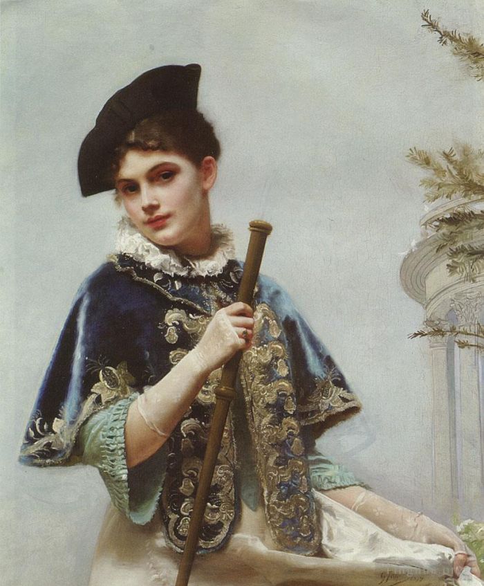 Gustave Jacquet Ölgemälde - Ein Porträt einer edlen Dame
