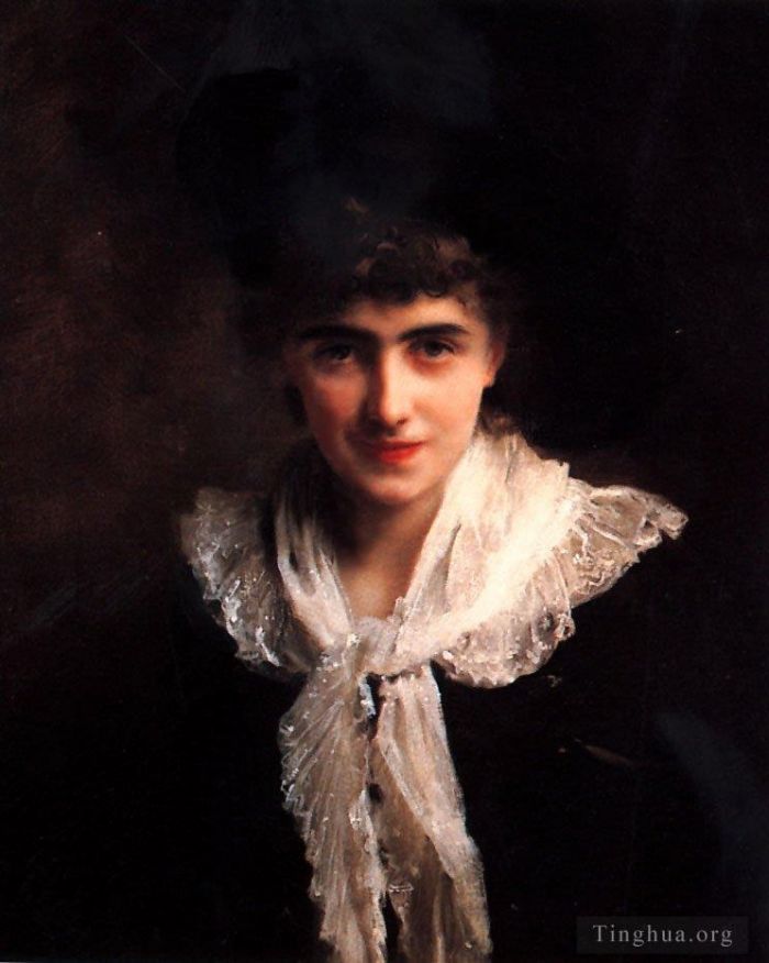 Gustave Jacquet Ölgemälde - Porträt einer sanften Dame