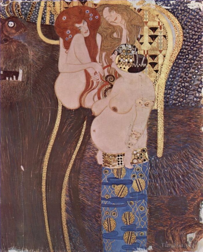 Gustave Klimt Ölgemälde - Der Beethovenfries Wandgemaldeim Sezessionshausin Wienheuteosterr 2