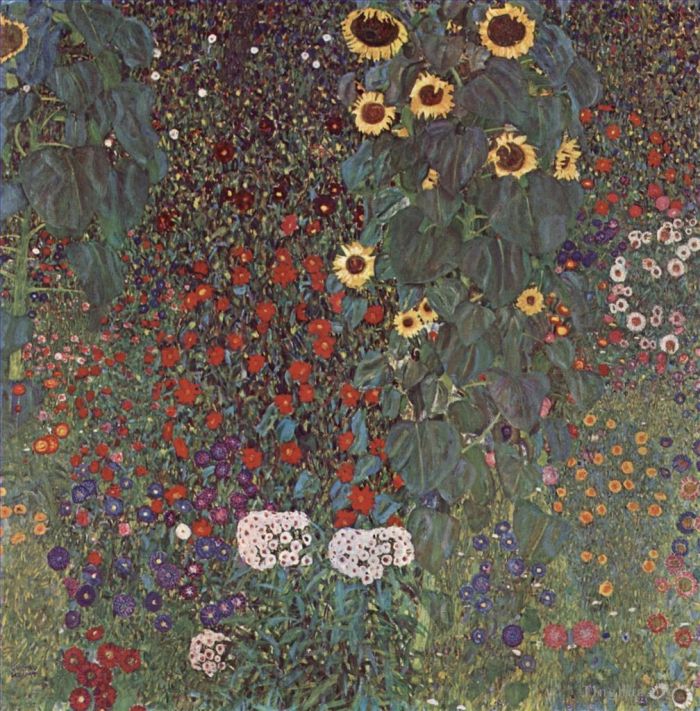 Gustave Klimt Ölgemälde - Gartenmit SonnenblumenaufdemLande